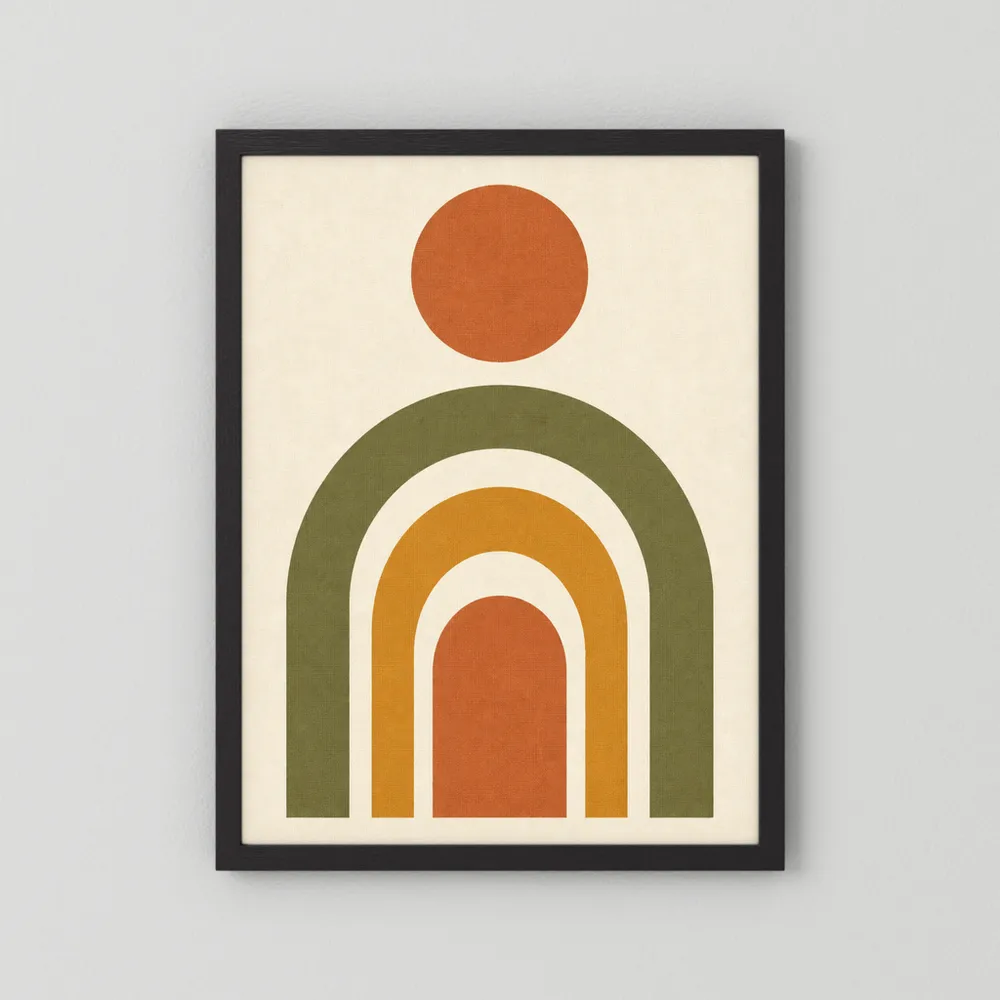 Terracotta Rainbow Sun Boho Minimalist Art Print