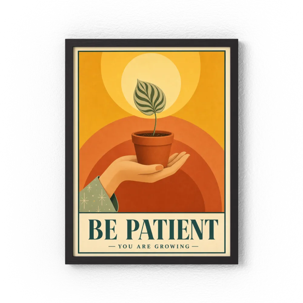 Be Patient – Retro Botanical Plant Art Print