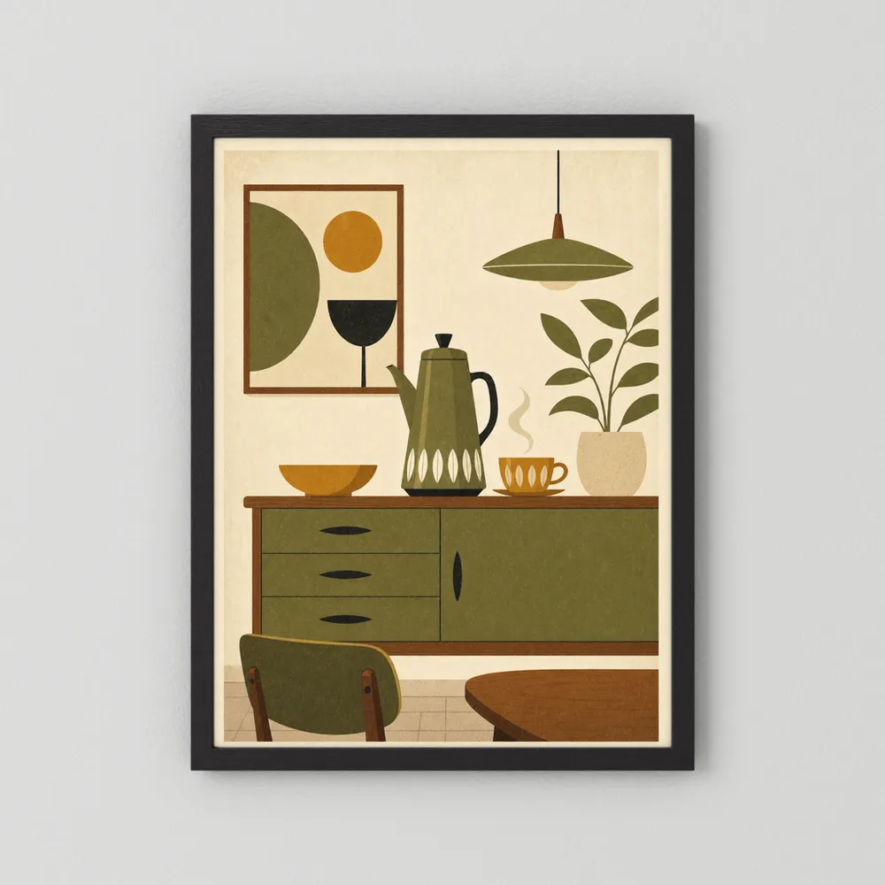 Mid-Century Modern Coffee Nook Still Life Art Print