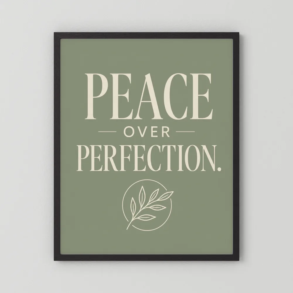 "Peace Over Perfection" Retro Botanical Art Print