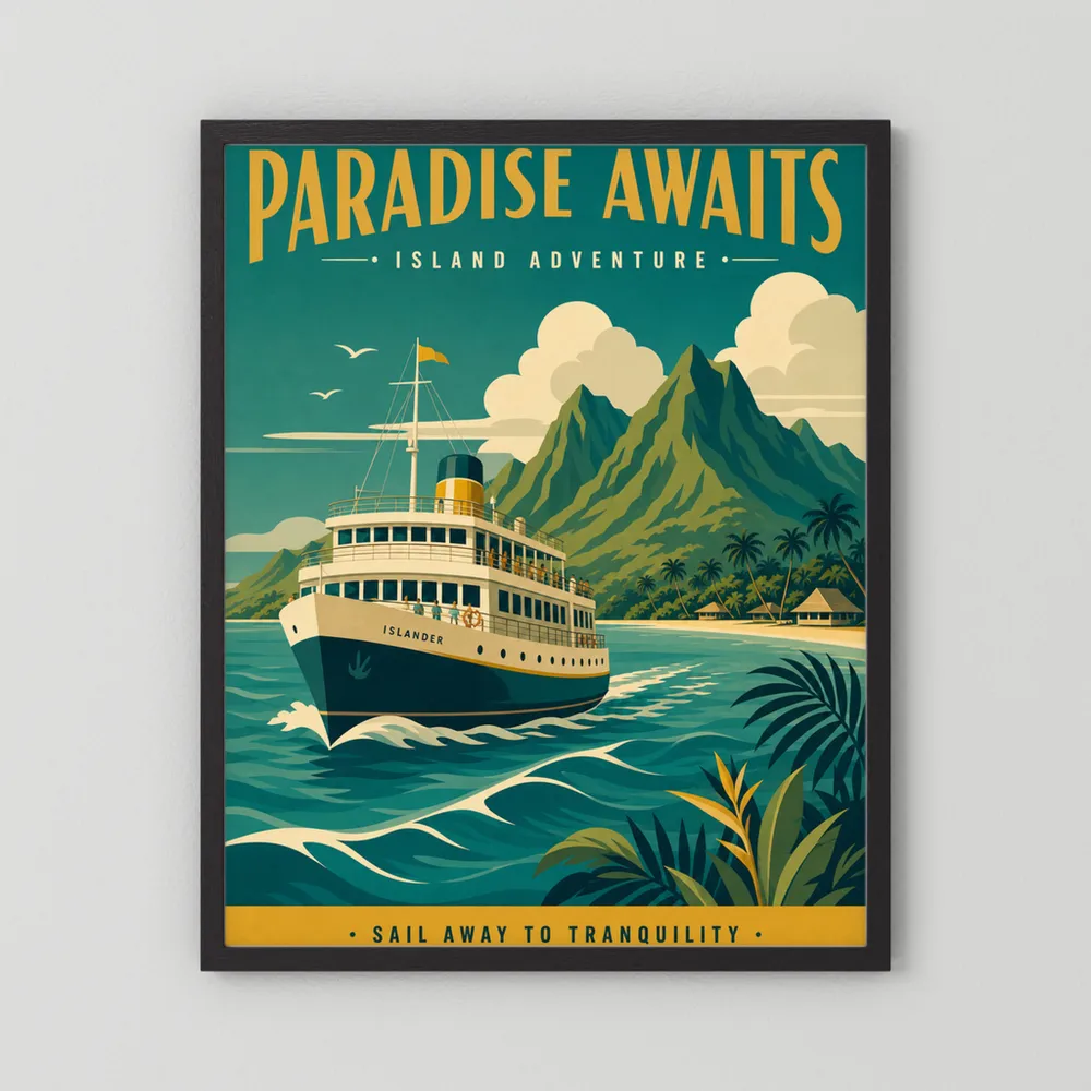 Paradise Awaits Vintage Island Travel Poster Art Print