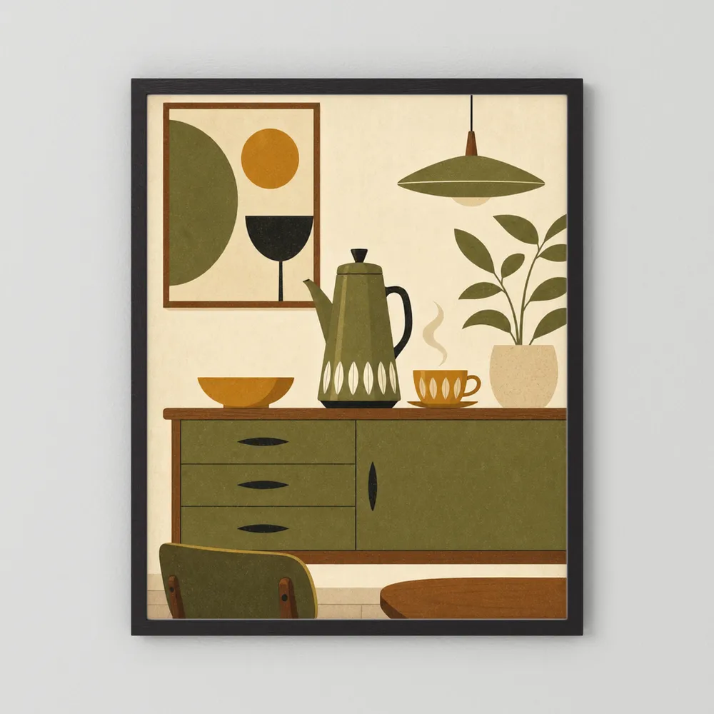 Mid-Century Modern Coffee Nook Still Life Art Print