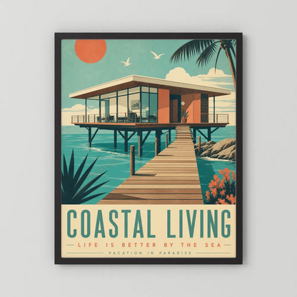 Coastal Living Mid-Century Beach House Art Print