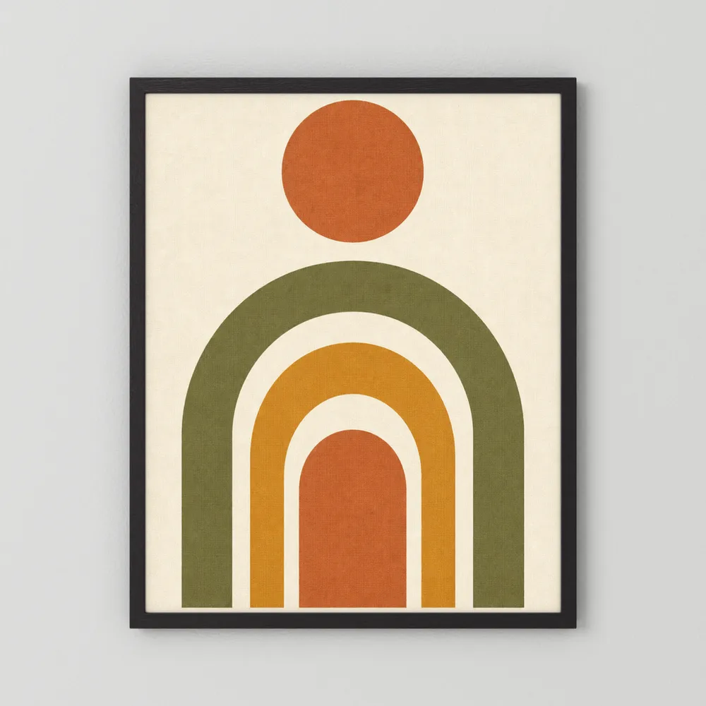 Terracotta Rainbow Sun Boho Minimalist Art Print