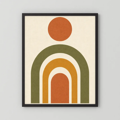 Terracotta Rainbow Sun Boho Minimalist Art Print