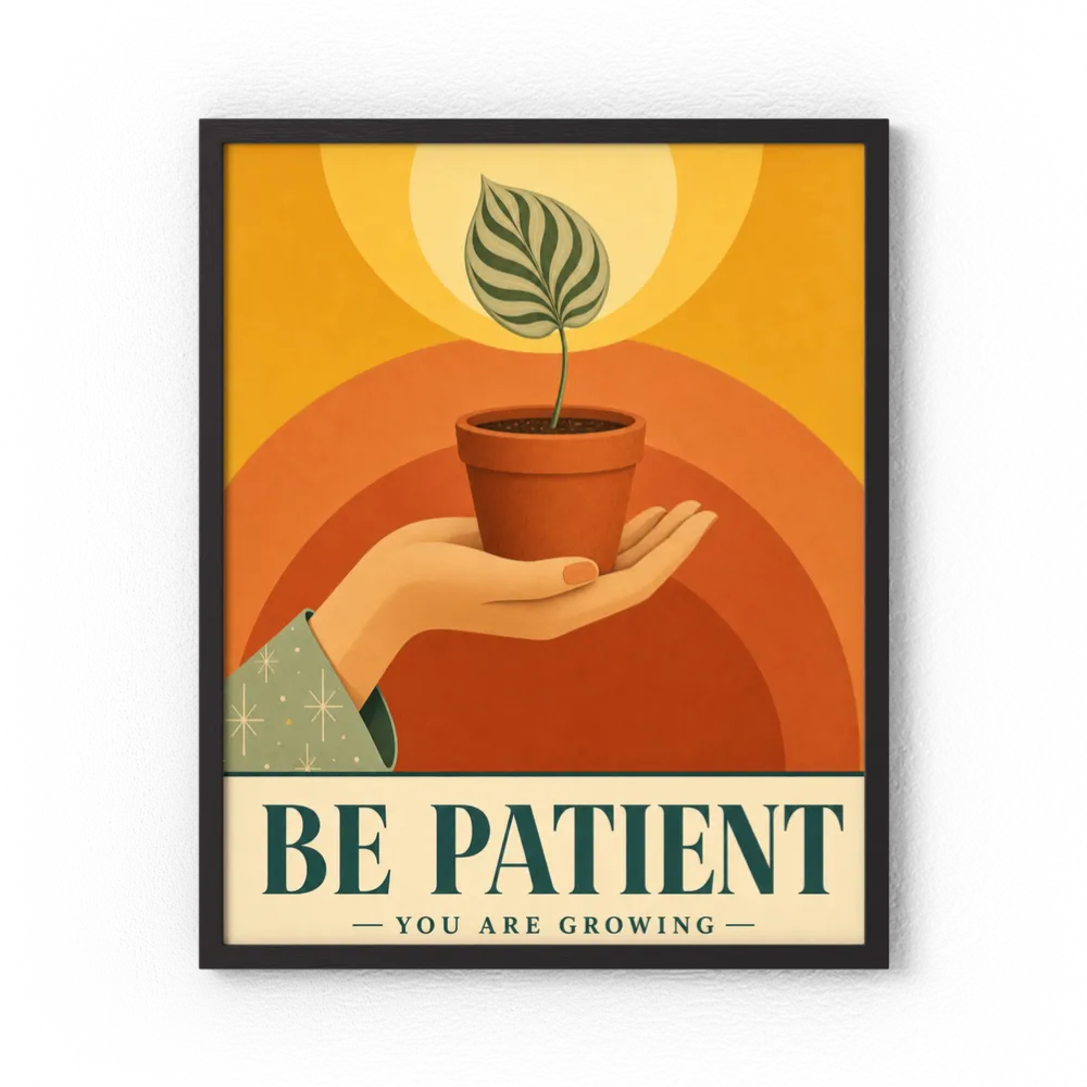 Be Patient – Retro Botanical Plant Art Print