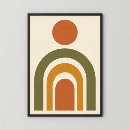 Terracotta Rainbow Sun Boho Minimalist Art Print