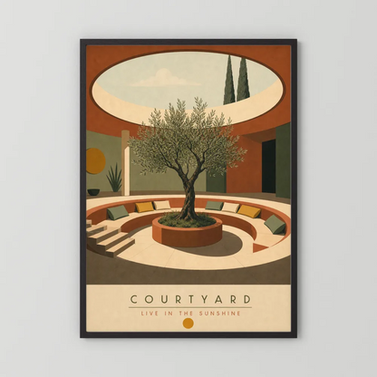 Courtyard Live In The Sunshine Olive Tree Art Print