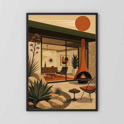 Mid-Century Modern Desert Oasis Art Print