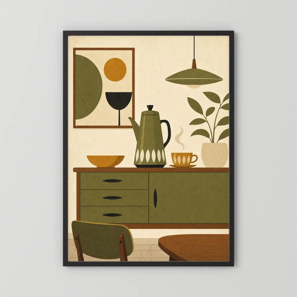 Mid-Century Modern Coffee Nook Still Life Art Print