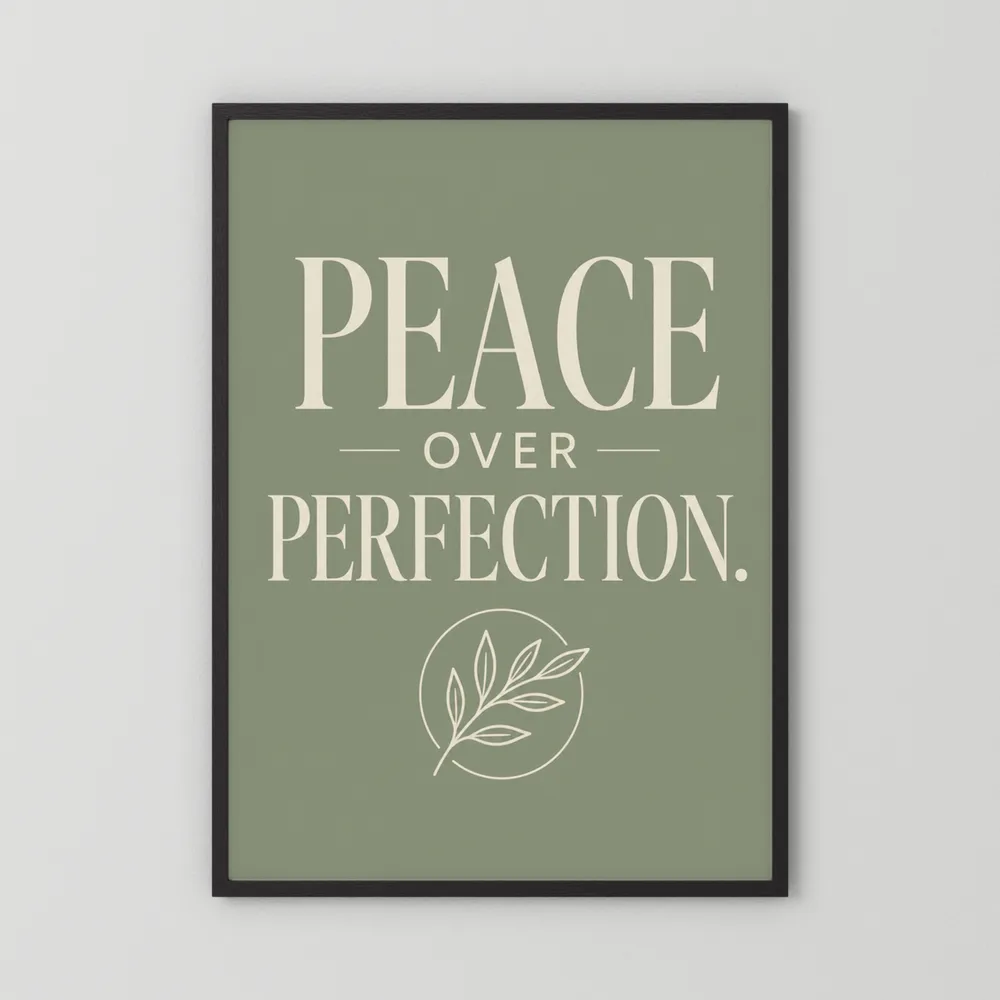 "Peace Over Perfection" Retro Botanical Art Print