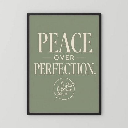 "Peace Over Perfection" Retro Botanical Art Print