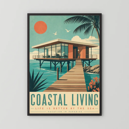 Coastal Living Mid-Century Beach House Art Print