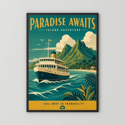 Paradise Awaits Vintage Island Travel Poster Art Print