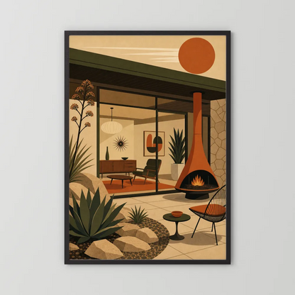Mid-Century Modern Desert Oasis Art Print