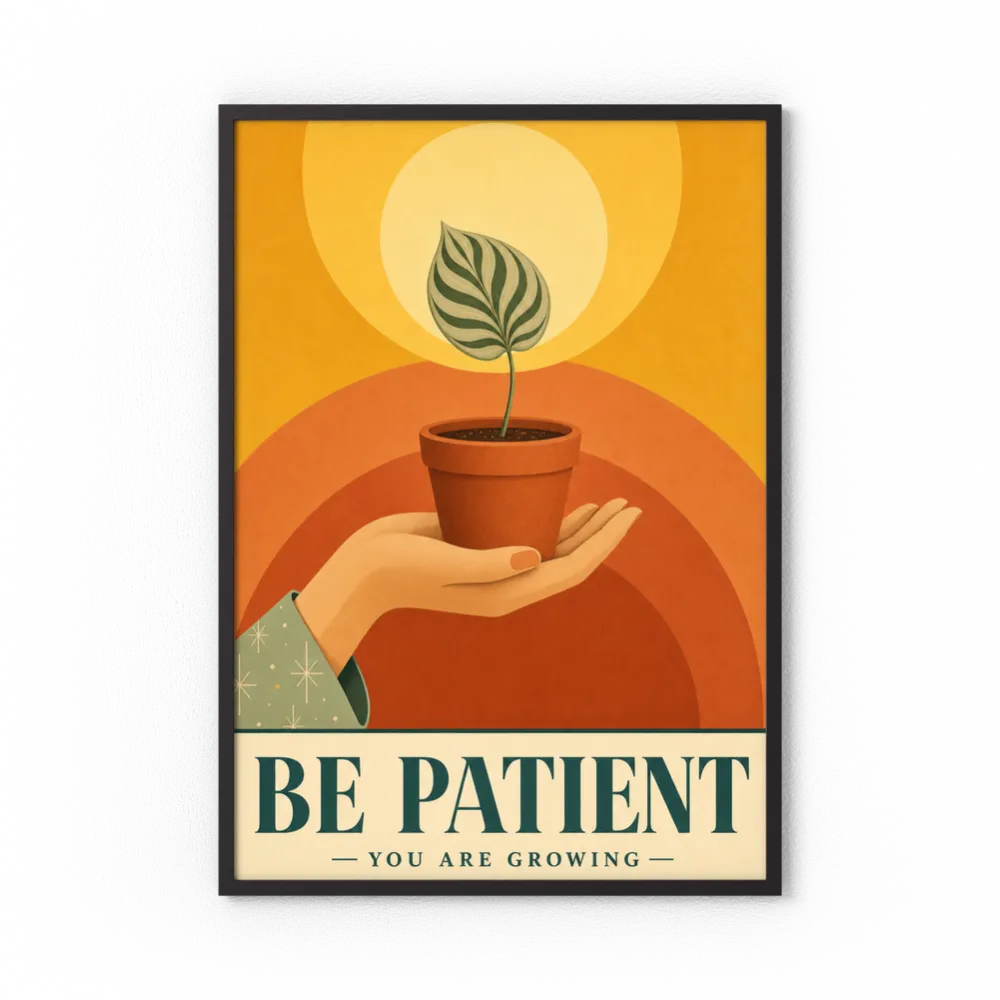 Be Patient – Retro Botanical Plant Art Print