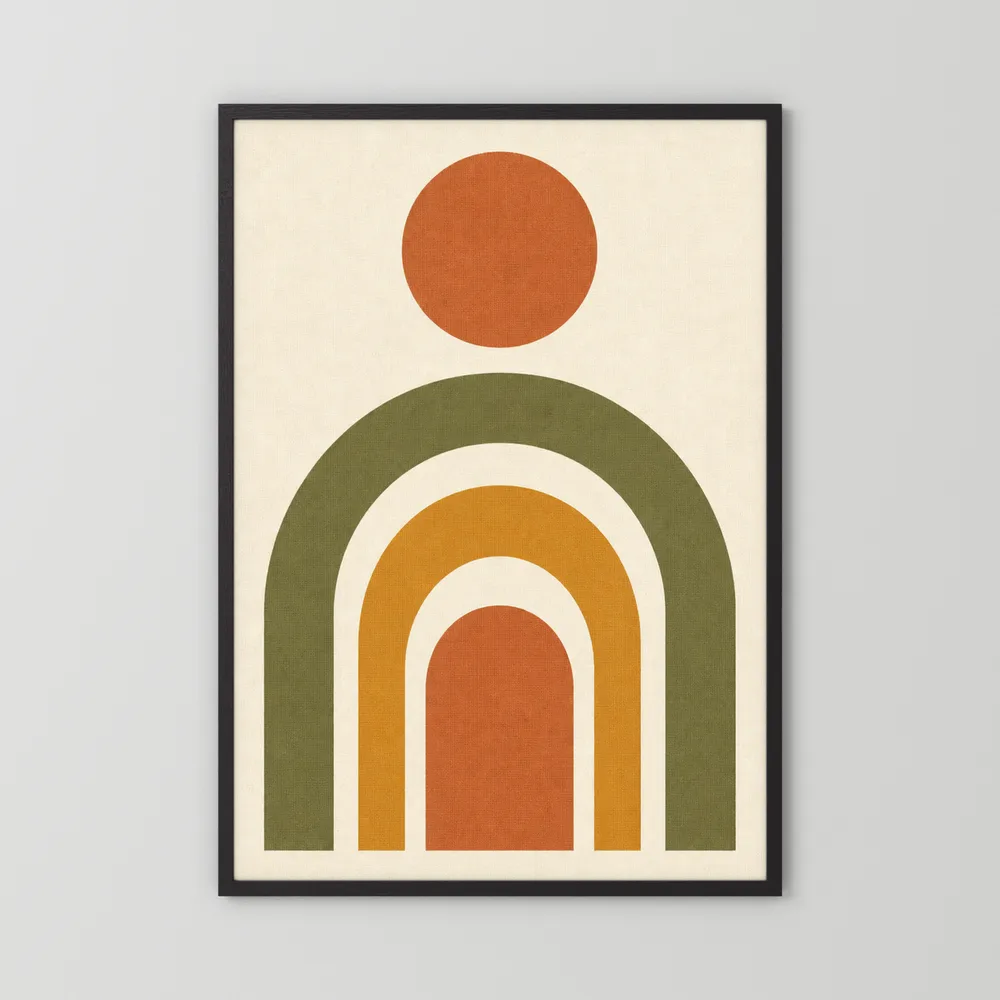 Terracotta Rainbow Sun Boho Minimalist Art Print