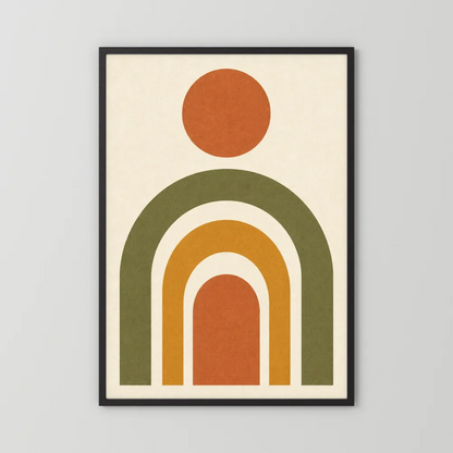 Terracotta Rainbow Sun Boho Minimalist Art Print