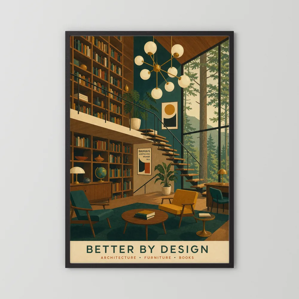 Better By Design Mid-Century Modern Library Art Print