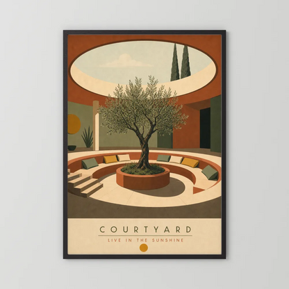 Courtyard Live In The Sunshine Olive Tree Art Print