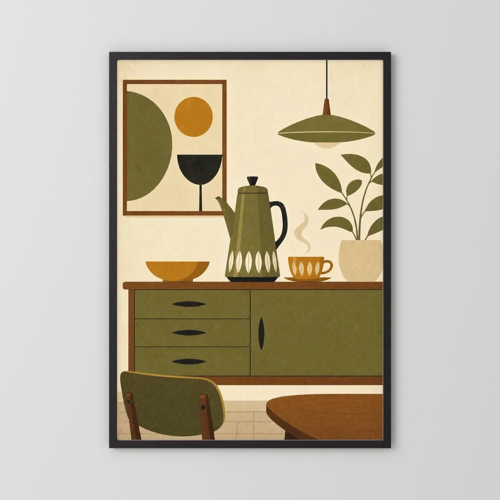 Mid-Century Modern Coffee Nook Still Life Art Print