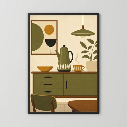 Mid-Century Modern Coffee Nook Still Life Art Print