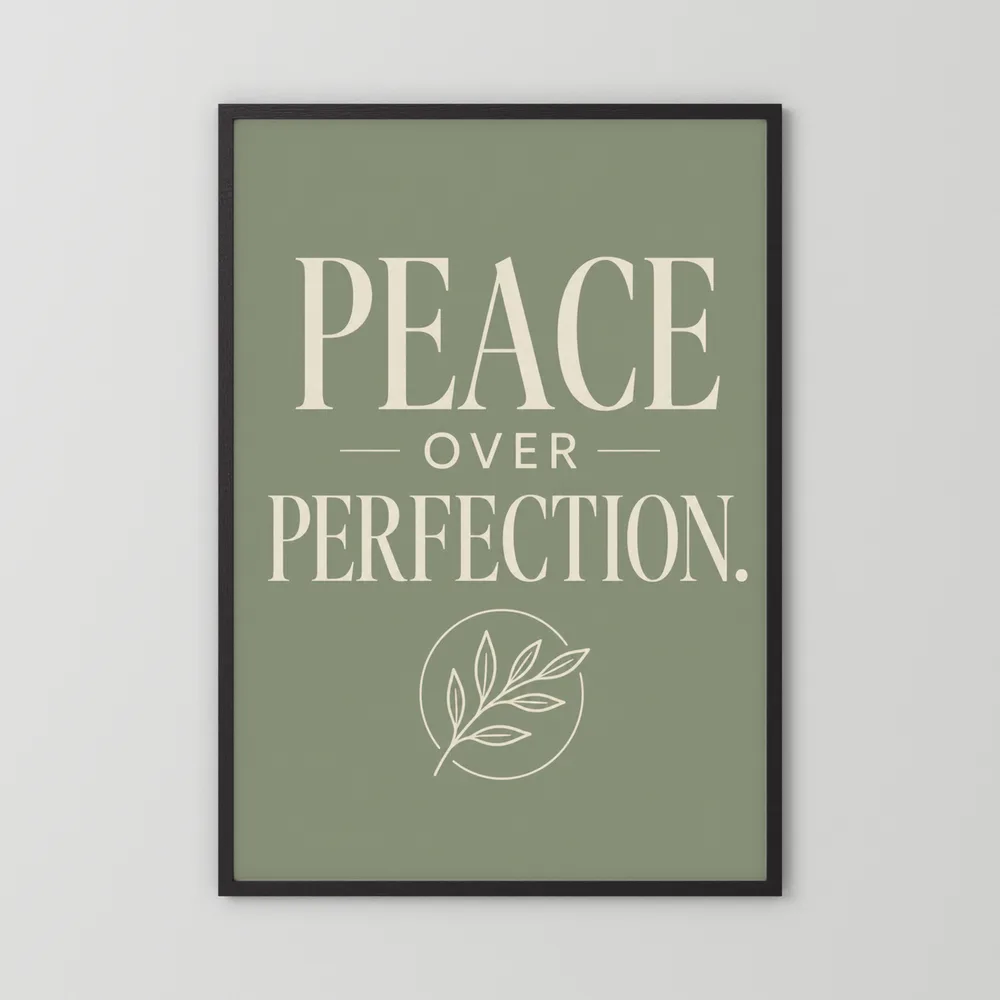"Peace Over Perfection" Retro Botanical Art Print