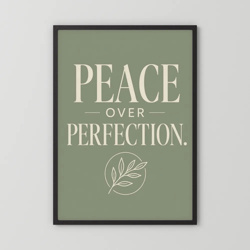 "Peace Over Perfection" Retro Botanical Art Print