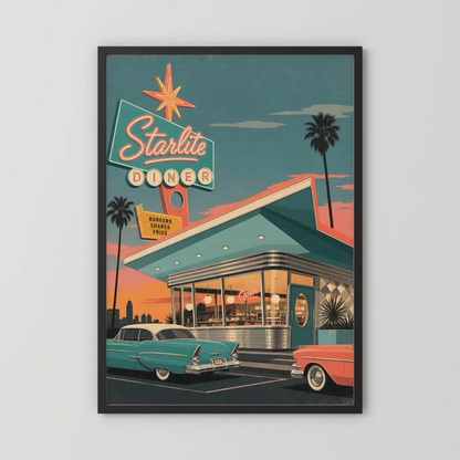 Starlite Diner Retro Americana Art Print