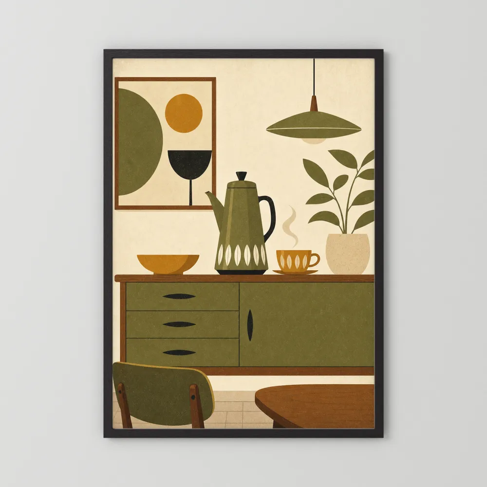 Mid-Century Modern Coffee Nook Still Life Art Print