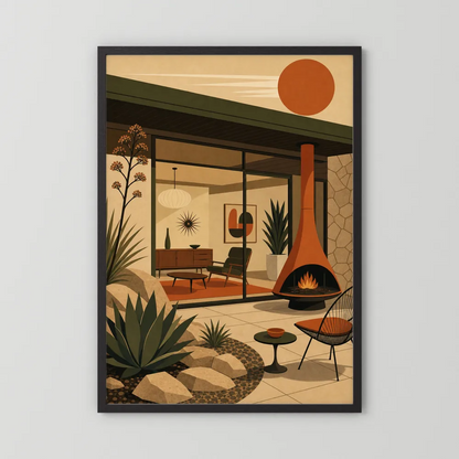 Mid-Century Modern Desert Oasis Art Print