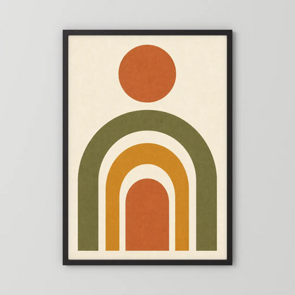 Terracotta Rainbow Sun Boho Minimalist Art Print