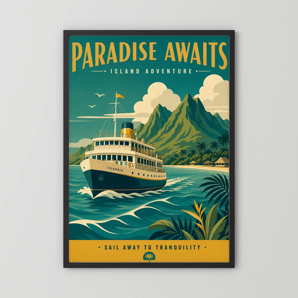 Paradise Awaits Vintage Island Travel Poster Art Print