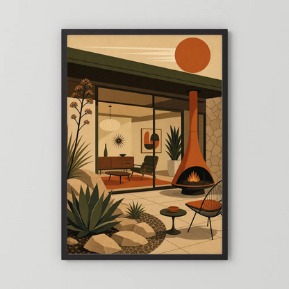 Mid-Century Modern Desert Oasis Art Print