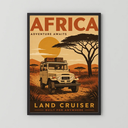 Africa Adventure Awaits Toyota Land Cruiser FJ40 Vintage Travel Poster Art Print