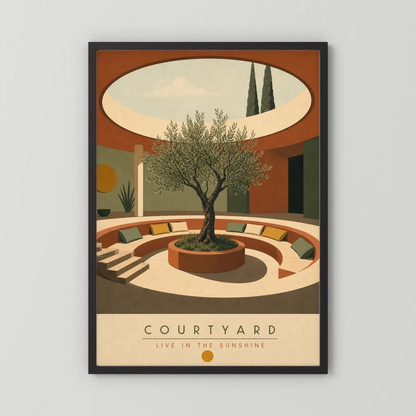 Courtyard Live In The Sunshine Olive Tree Art Print