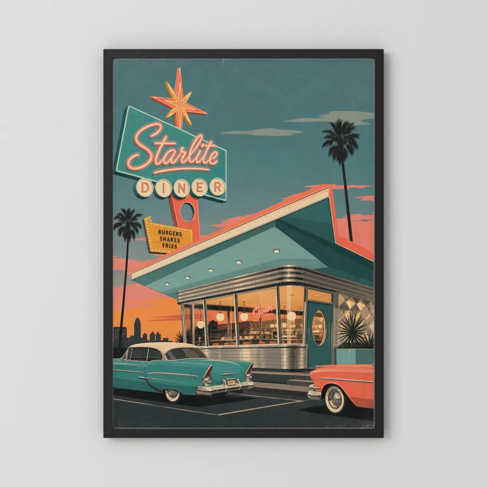 Starlite Diner Retro Americana Art Print