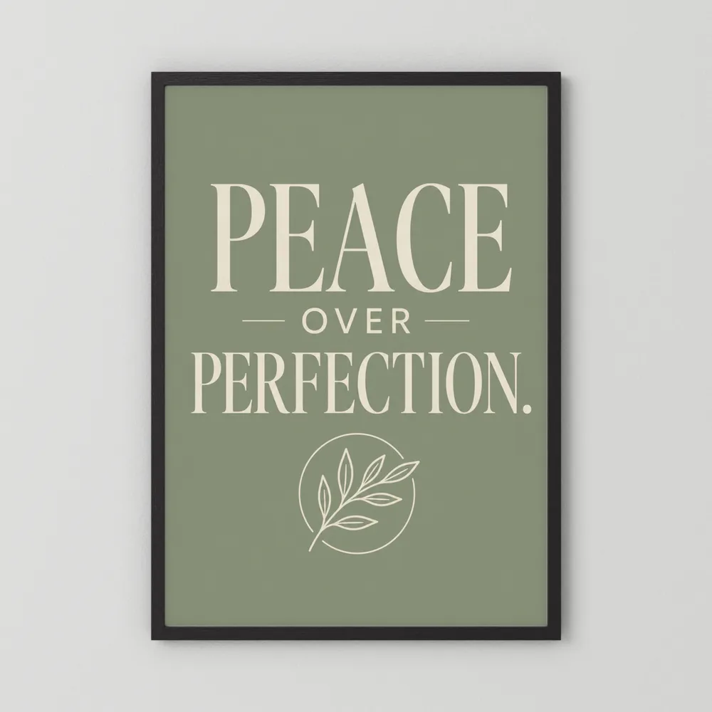 "Peace Over Perfection" Retro Botanical Art Print