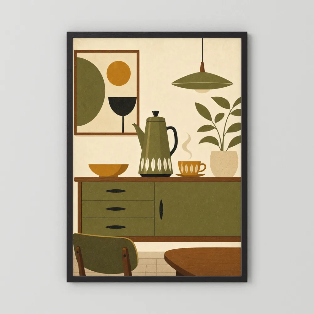 Mid-Century Modern Coffee Nook Still Life Art Print