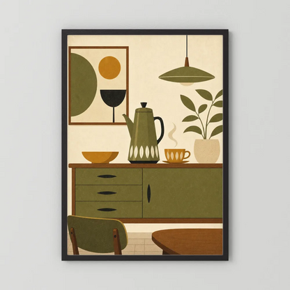 Mid-Century Modern Coffee Nook Still Life Art Print