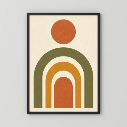 Terracotta Rainbow Sun Boho Minimalist Art Print