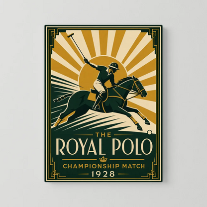 The Royal Polo: Championship Match 1928 – Vintage Art Deco Sports Poster Print