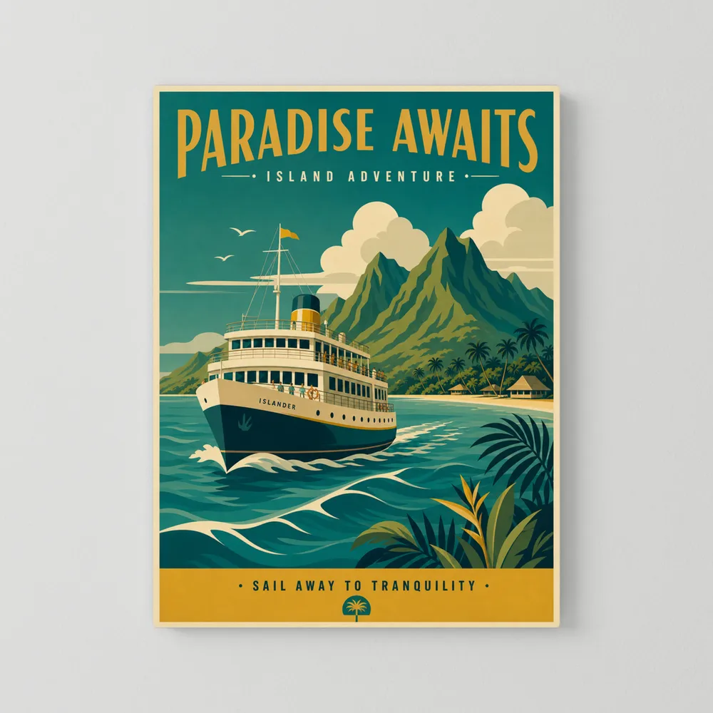 Paradise Awaits Vintage Island Travel Poster Art Print