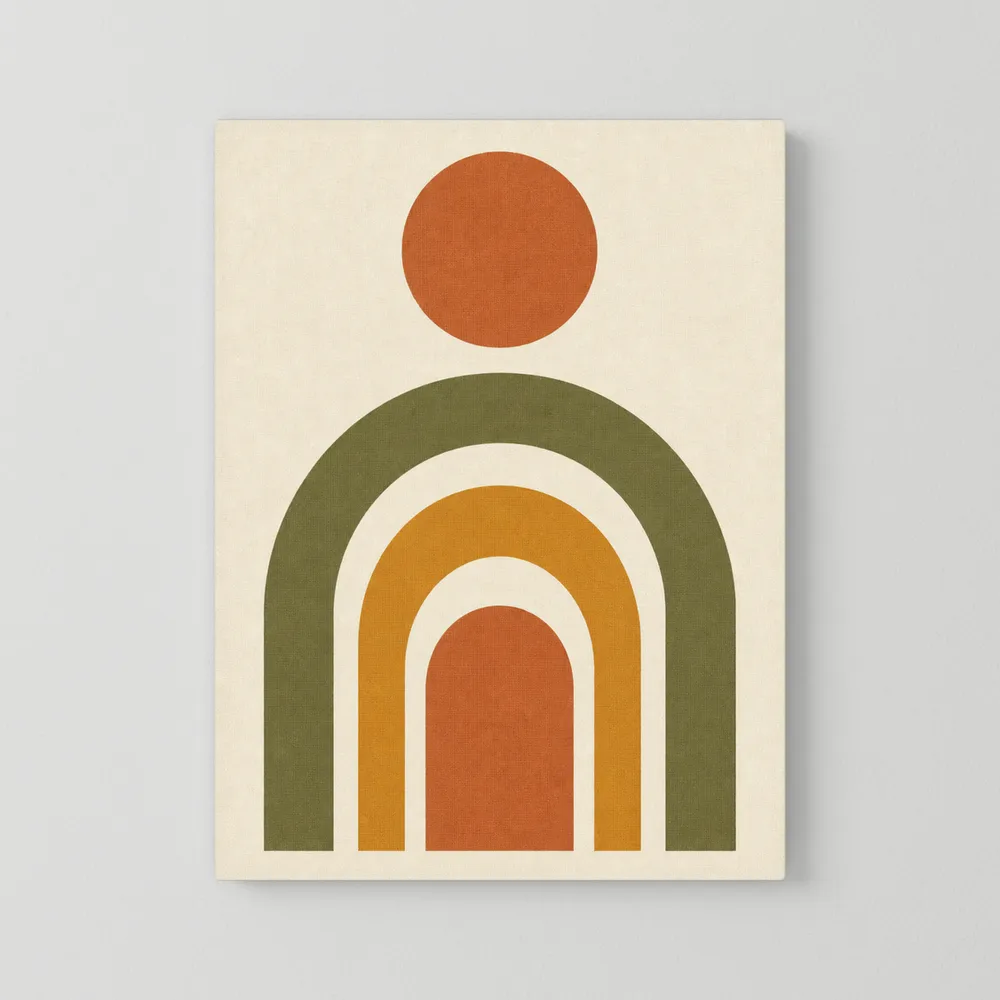 Terracotta Rainbow Sun Boho Minimalist Art Print