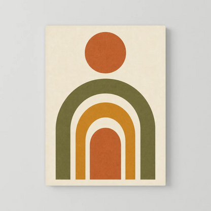 Terracotta Rainbow Sun Boho Minimalist Art Print
