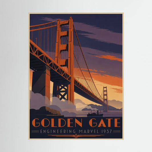 Golden Gate: Engineering Marvel 1937 – Vintage San Francisco Travel Poster Print