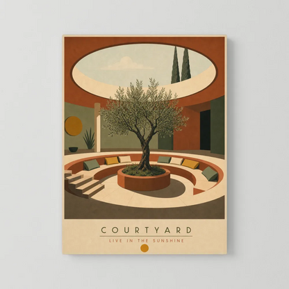 Courtyard Live In The Sunshine Olive Tree Art Print