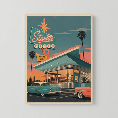 Starlite Diner Retro Americana Art Print
