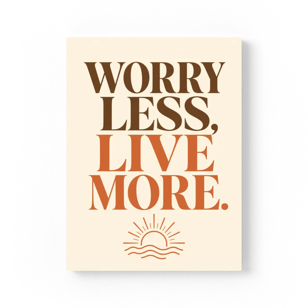 "Worry Less, Live More" Retro Sunset Art Print
