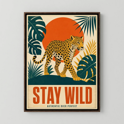 Stay Wild Leopard – Retro Jungle Art Print